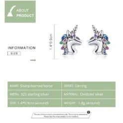 925 Sterling Silver Unicorn Pony Earrings For Women -Unicorn Fashion 280379 p3pjvx