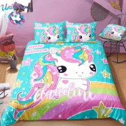 Personalized Custom Adorable Unicorn Bedding Set