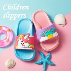 Unicorn Cartoon Colorful Flip-Flops