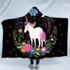 Floral Unicorn Hooded Blanket
