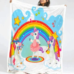 Rainbow Girls Unicorn Fleece Blanket