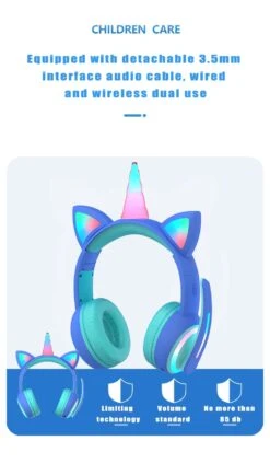 Cartoon Unicorn Bluetooth 5.0 Headphone -Unicorn Fashion 349107 njyenx