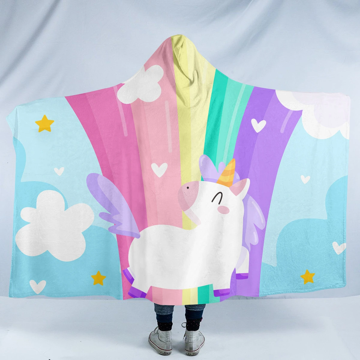 Kid Rainbow Unicorn Hooded Blanket 3 Kid Rainbow Unicorn Hooded Blanket