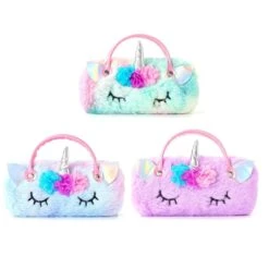 Fluffy Faux Fur Unicorn Eyeglass Hard Shell With Handle -Unicorn Fashion 378426 6ws7ct