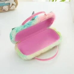Fluffy Faux Fur Unicorn Eyeglass Hard Shell With Handle -Unicorn Fashion 378426 jguzxr