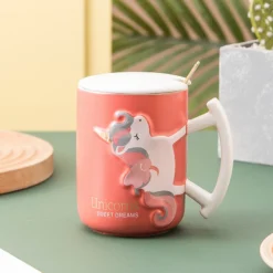 Best Selling Unicorn Creative Ceramic Coffee Mug -Unicorn Fashion 3D Relief Unicorn Mug Creative Ceramic Coffee Tea Cup Cute Cartoon Shake The Unicorn Bottle Novelty 4