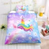 Twin Purple Unicorn Bedding Set, Unicorn Bed Set, Unicorn Bed In A Bag -Unicorn Fashion 3d Galaxy Lash Unicorn Bedding Set Twin