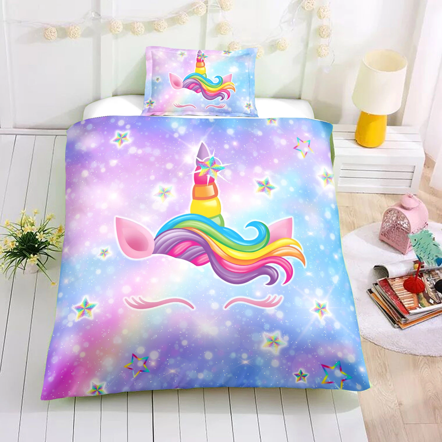 Twin Purple Unicorn Bedding Set, Unicorn Bed Set, Unicorn Bed In A Bag 3 Twin Purple Unicorn Bedding Set, Unicorn Bed Set, Unicorn Bed In A Bag