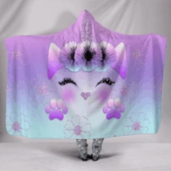Purple Unicorn Eyelash Hooded Blanket