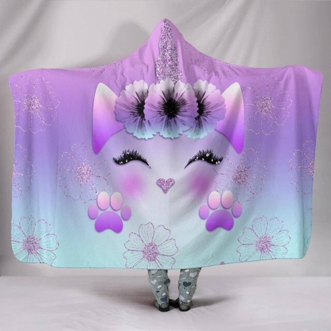 Purple Unicorn Eyelash Hooded Blanket 3 Purple Unicorn Eyelash Hooded Blanket