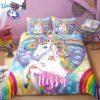 Personalized Custom Rainbow Sky Unicorn Bedding Set -Unicorn Fashion 4 Elissa