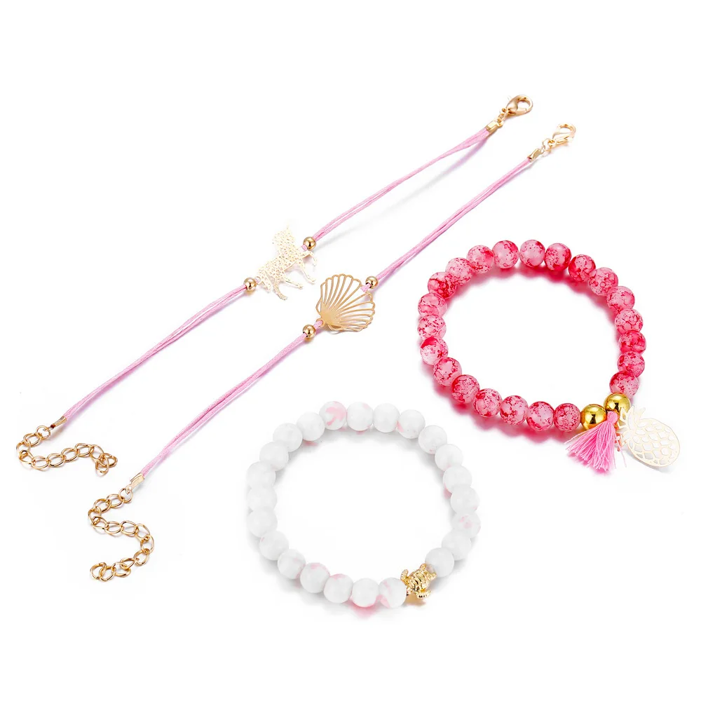 4 Pcs/set Pineapple, Unicorn, Turtle Charm Bracelets Set 7 4 Pcs/set Pineapple, Unicorn, Turtle Charm Bracelets Set - Image 5