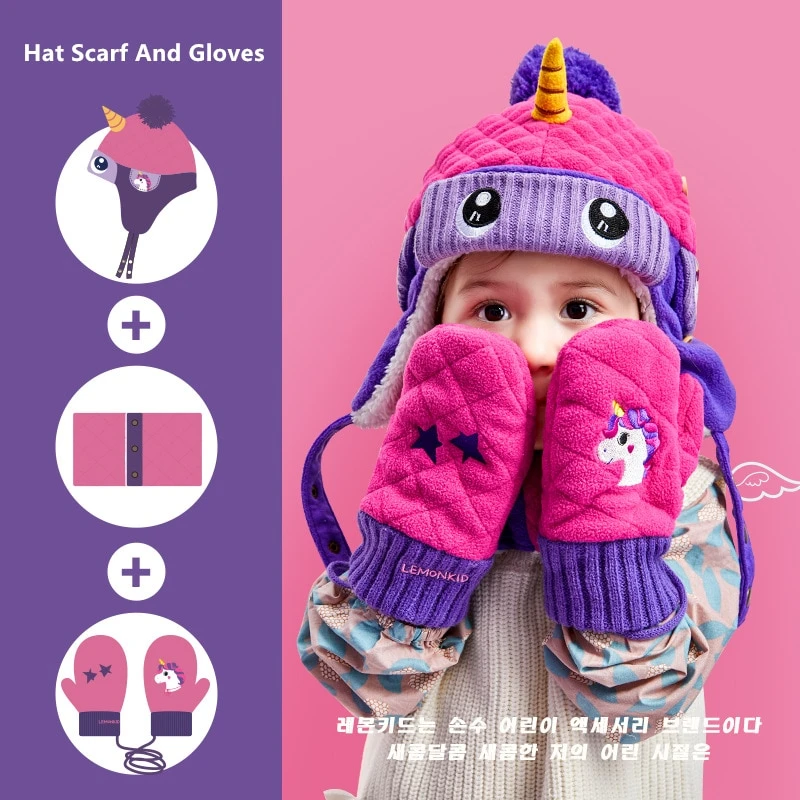 Combo Unicorn Winter Scarf Hat Gloves 3 Combo Unicorn Winter Scarf Hat Gloves