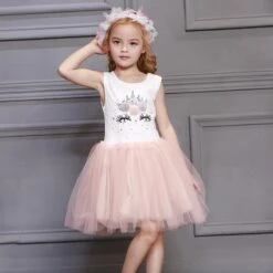 Unicorn Summer Girl Pink Dress -Unicorn Fashion 46766 uusaiv