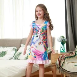 Unicorn Summer Soft Sleepwear Dress
