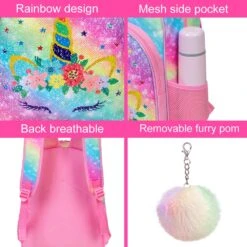 Unicorn Colorful Sequin Backpack Set -Unicorn Fashion 490328 5amhag