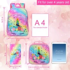 Unicorn Colorful Sequin Backpack Set -Unicorn Fashion 490328 kayijq
