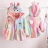 Unicorn Tie-Dye Fleece Hooded Jacket -Unicorn Fashion 490490 dfvhkt