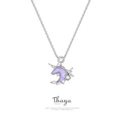 Purple Unicorn Silver Necklace