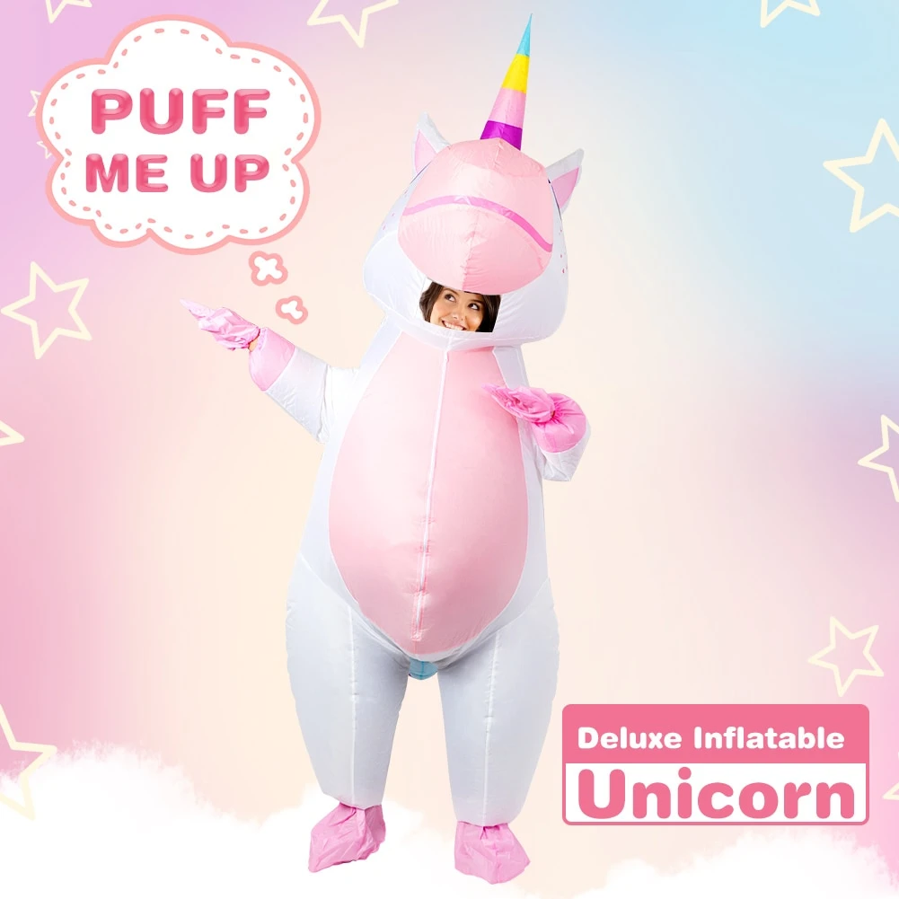 Pink Deluxe Unicorn Inflatable Costume 3 Pink Deluxe Unicorn Inflatable Costume