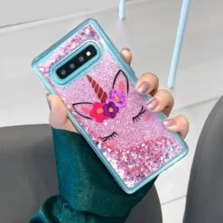 Unicorn Liquid Glitter Heart Cases For Samsung IPhone
