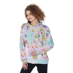 Unicorn Emoji All-Over Print Women’s Pullover Hoodie