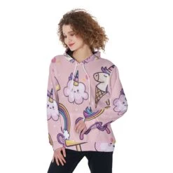Ice Cream Unicorn All-Over Print Women’s Pullover Hoodie
