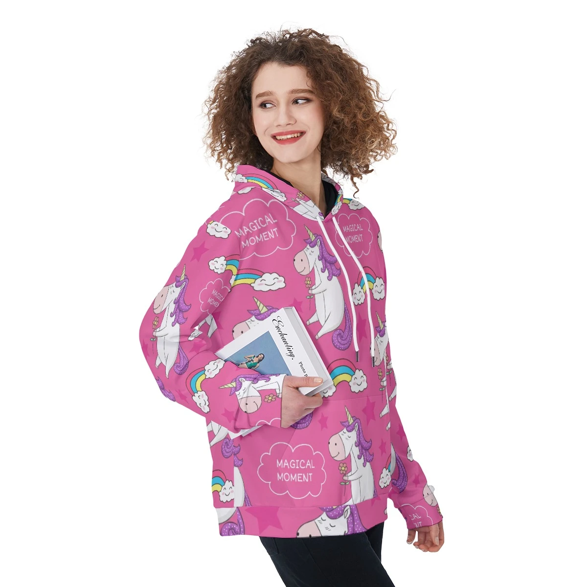 Pink Unicorn All-Over Print Women’s Pullover Hoodie 4 Pink Unicorn All-Over Print Women’s Pullover Hoodie - Image 2