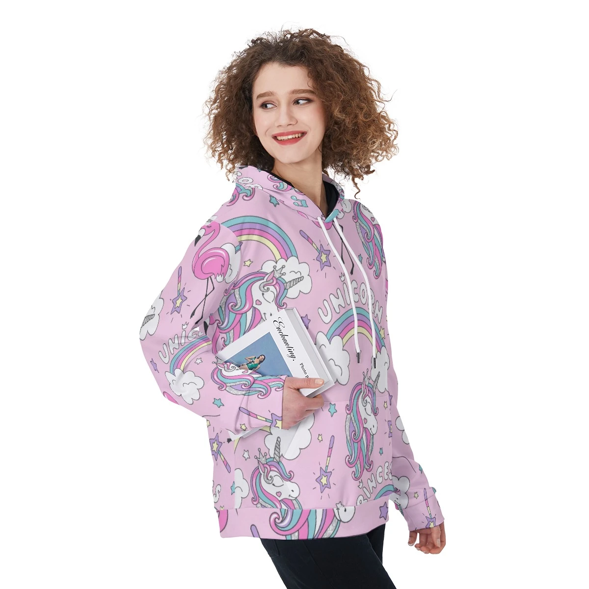 Unicorn & Flamingo All-Over Print Women’s Pullover Hoodie 4 Unicorn & Flamingo All-Over Print Women’s Pullover Hoodie - Image 2