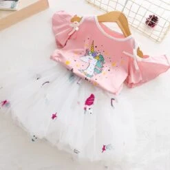 Girls Unicorn Dress Clothing Sets For Summer -Unicorn Fashion 52432 se0ofr
