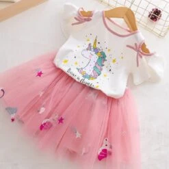 Girls Unicorn Dress Clothing Sets For Summer -Unicorn Fashion 52432 tdnvcz