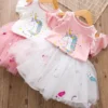 Girls Unicorn Dress Clothing Sets For Summer -Unicorn Fashion 52432 urreki
