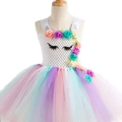 Flowers Unicorn Tutu Dress With Hair Band And Wings -Unicorn Fashion 52856 ptcbey