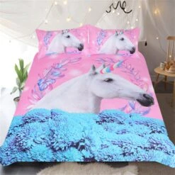 Unicorn Pink And Blue Duvet Cover Bedding Set -Unicorn Fashion 53367 hfktkn 1