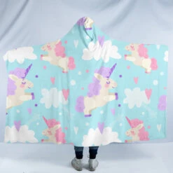 Baby Blue Unicorn Hooded Blanket