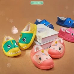 Cartoon Dinosaur Unicorn Winter Slippers