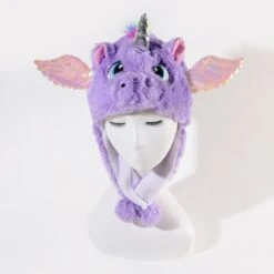 Fluffy Unicorn Fleece Hat With Wings