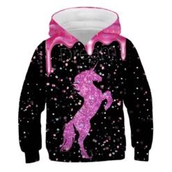 Sparkling Unicorn Black Hoodie