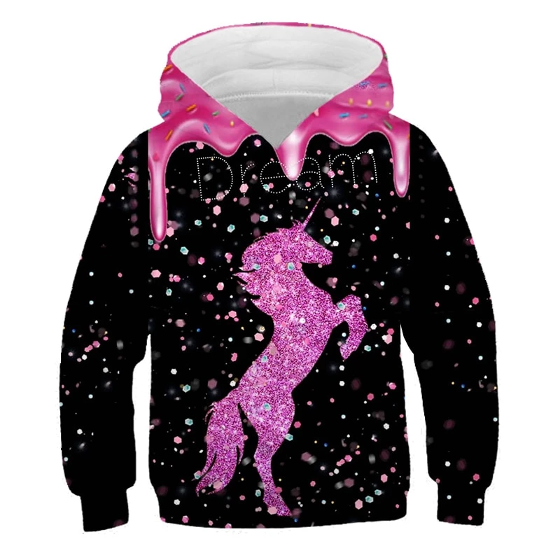 Sparkling Unicorn Black Hoodie 3 Sparkling Unicorn Black Hoodie