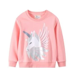 Unicorn Printed Cotton Sweatshirts For Kids