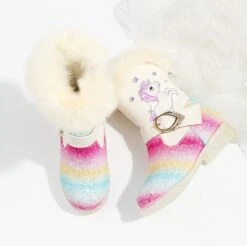 Unicorn Rainbow Sequin Glitter Boots