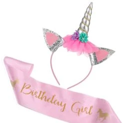 Baby Unicorn Headband With Satin Sash -Unicorn Fashion 59955 twnxph