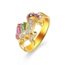 Temperament Unicorn Ring Alloy Crystal