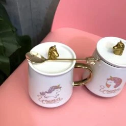 Super Cute Unicorn Mug With Lid And Spoon -Unicorn Fashion 61452 2da6d2