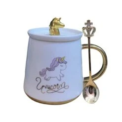 Super Cute Unicorn Mug With Lid And Spoon -Unicorn Fashion 61452 quvdsi