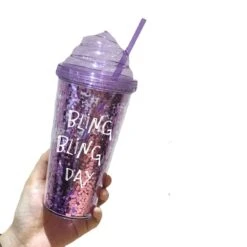 Double Layer Plastic Straw Mug -Unicorn Fashion 61683 ea25b1