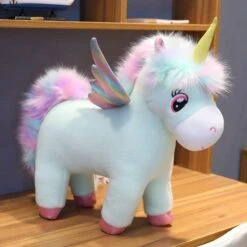 Fluffy Rainbow Wings Unicorn Plush Toy -Unicorn Fashion 62272 9nics9