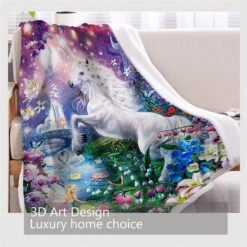 Unicorn Fairy Sherpa Fleece Blanket -Unicorn Fashion 63427 ixezoz