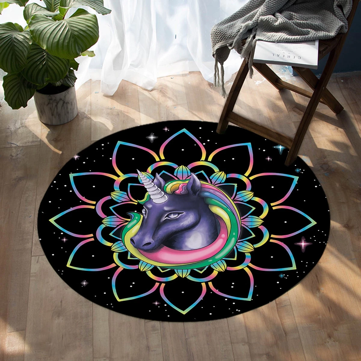 Odd Unicorn SW0064 Round Carpet, Cute Kids Playroom Mat, Bedroom Circle Rug 3 Odd Unicorn SW0064 Round Carpet, Cute Kids Playroom Mat, Bedroom Circle Rug