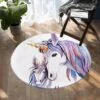 Mythical Unicorns SW0885 Round Carpet, Cute Kids Playroom Mat, Bedroom Circle Rug